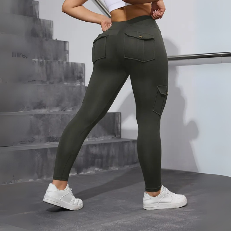Legging de fitness avec poches cargo et taille haute