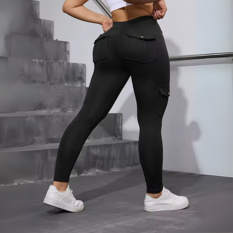 Legging de fitness avec poches cargo et taille haute