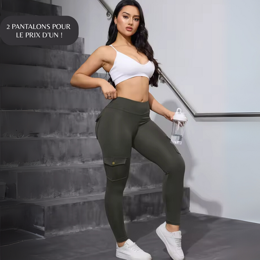 Legging de fitness avec poches cargo et taille haute
